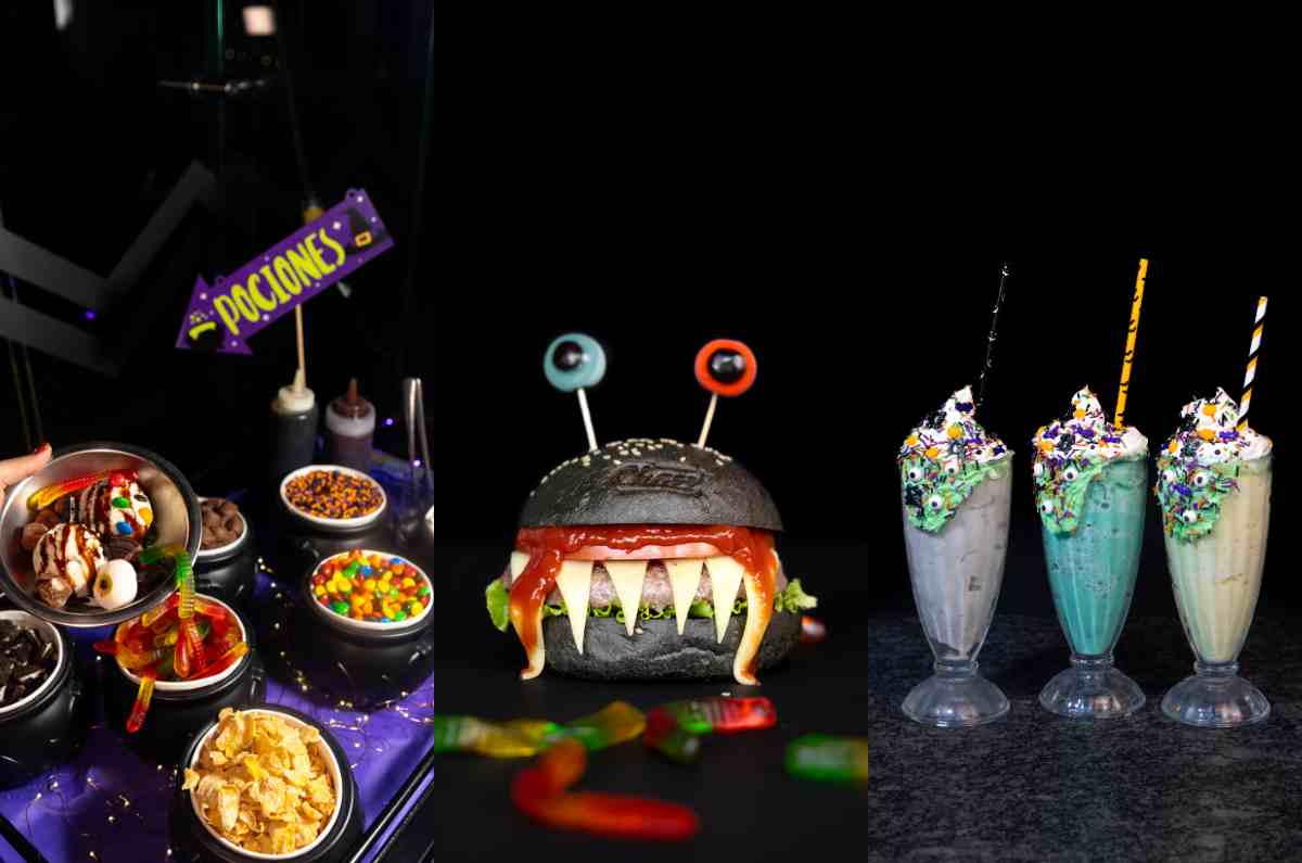 Aquí hay comida temática de Halloween: hamburguesa monstruo, malteadas y más